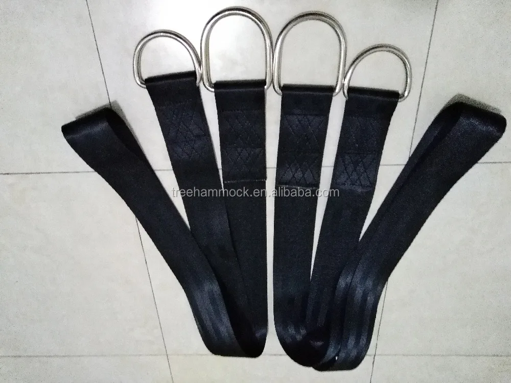 Adjustable Durable and Safety Hanging strap with Heavy duty D ring Hooks tree swing hanging strap
