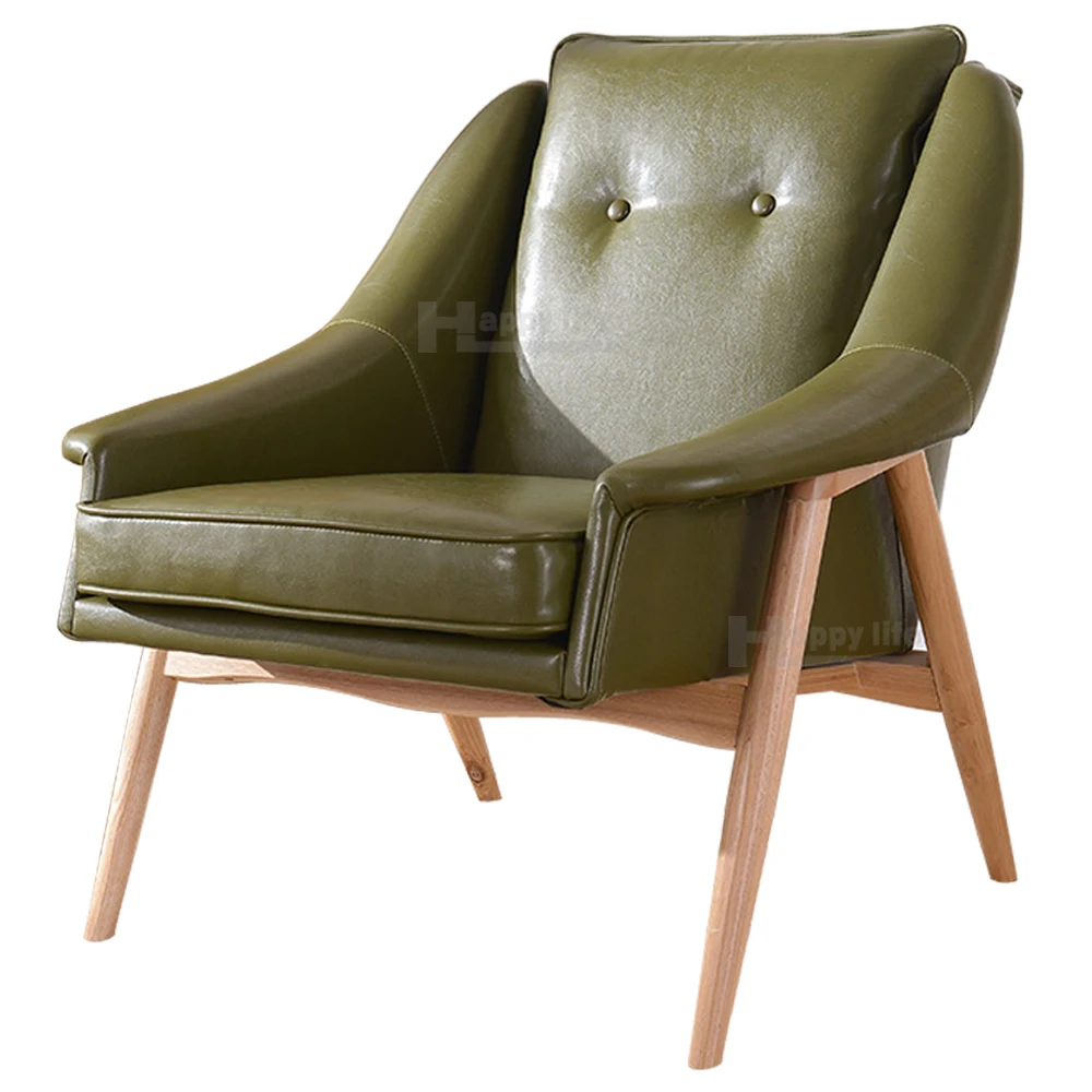 2016 new European style unique design wooden living room single seat leather sofa