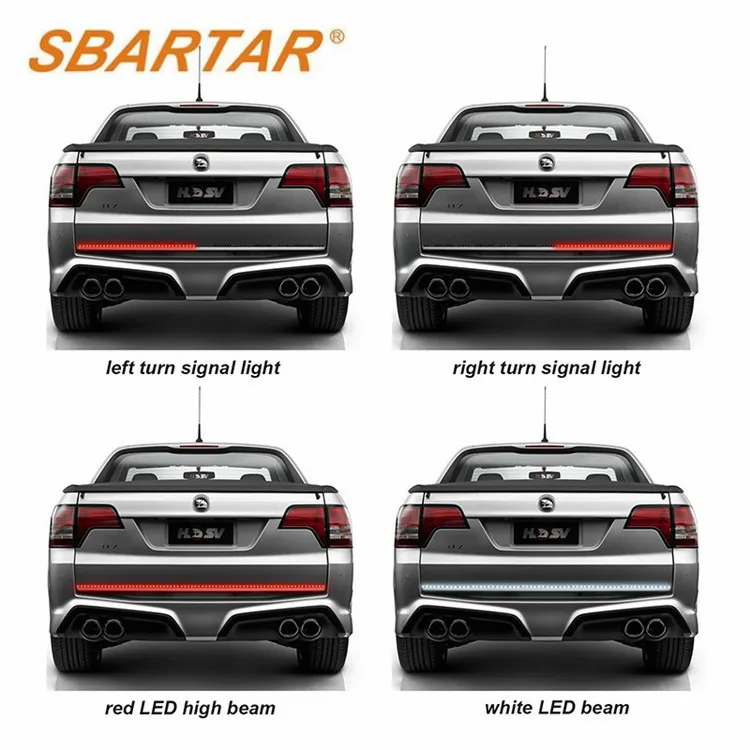 60 In Redline Led Tailgate Strip Light Bar Turn Signal Parking Brake Reverse Tail Lights for Pickup Truck