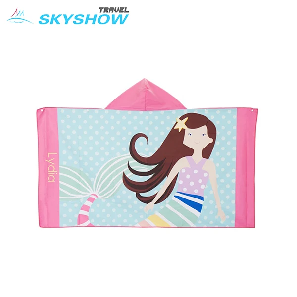 Quick Dry Suede Swimming Beach Bath Towels Kids Shark Towel Poncho Children Kid  Character Beach Towel With Hood Hooded