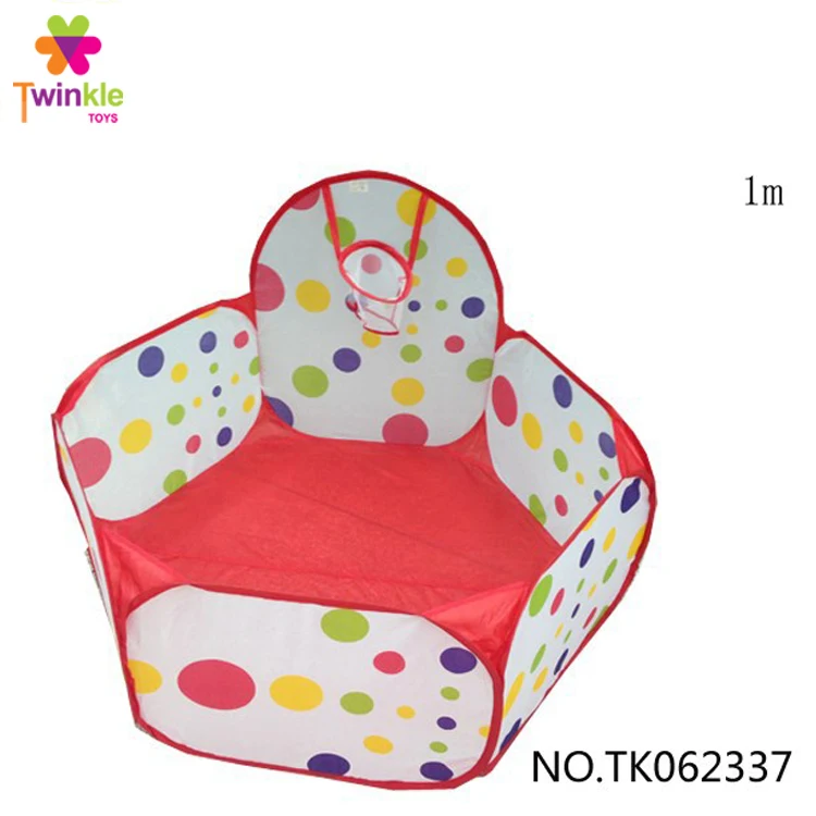 Kids play tent soft play equipment 1 meter ball pool with basketball stand