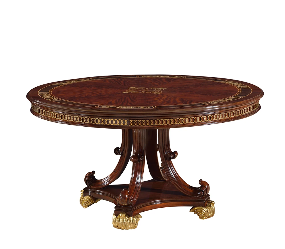 Baroque Wooden Round Table,Antique French Wood Round Dining Table