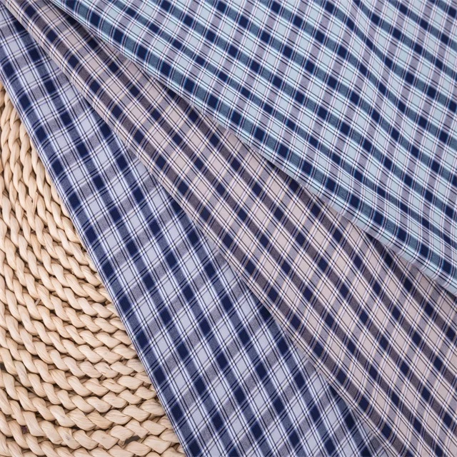 ready goods eco woven plaid 50% bamboo 50% polyester blend shirting fabric in summer