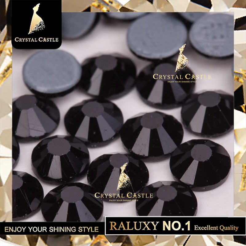 Clothes accessories rhinestones ss16 black jet glass crystal rhinestone sticker hotfix bling rhinestone