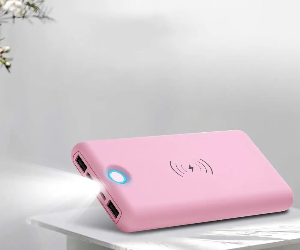 Wireless Power Bank 20000 mAh Fast Charge Portable Charger External Battery Pack with Built-in Flashlight