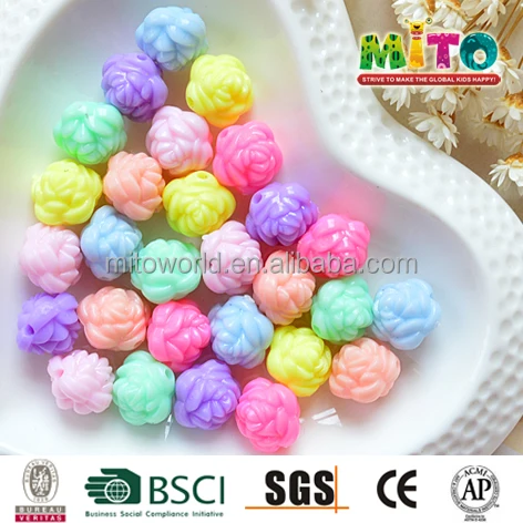Wholesale cheap multi-colored acrylic flower beads for DIY
