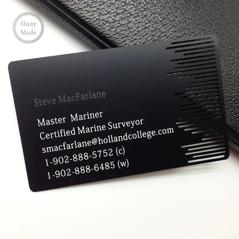 Black color metal plate etched matt metal stainless steel business card with luxury custom texture