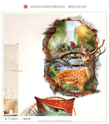 Sika deer of new design decor self adhesive 3D pvc or vinyl wall stickers