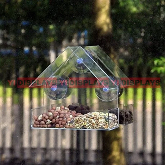 Novelty clear acrylic window bird feeder humming bird feeder bird food feeder