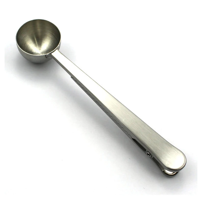 
High quality stainless steel coffee tea measuring spoon with Integrated Seal Bag Clip Tools Tea Scoop 