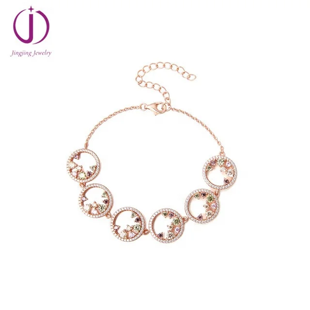 wholesale unique gift custom Fashion products collections women 925 sterling silver colorful crystal bracelets jewelry factory