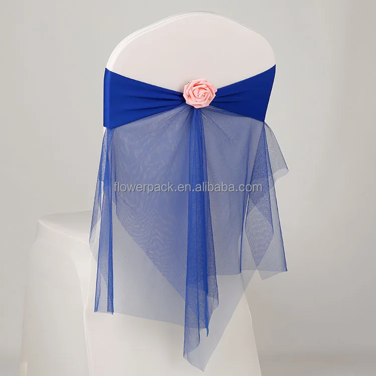 Banquet organza spandex chair sash with artificial flower