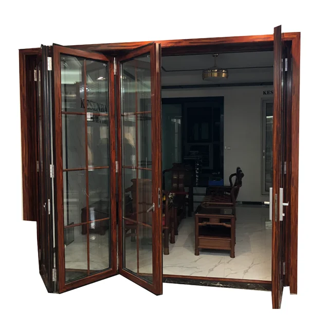 China supplier aluminium ykk folding door  powder coated size customized aluminum alloy door and window water exterior door