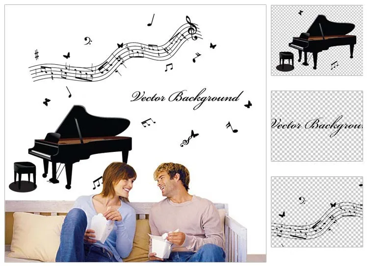 Music is my life Piano Sticker wall decoration home decor