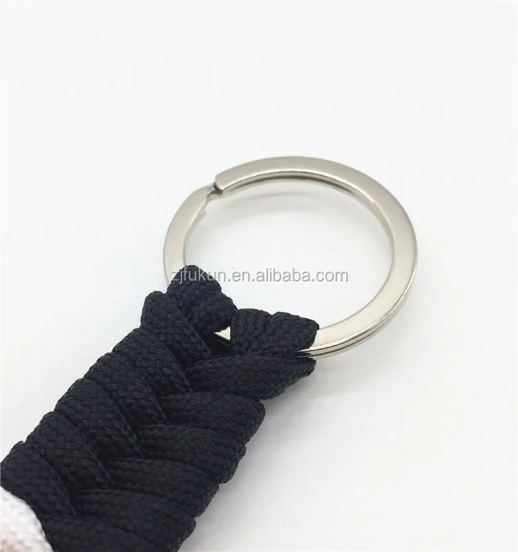 handmade survival black red white ribbon brazilian jiu-jitsu belt paracord keychain