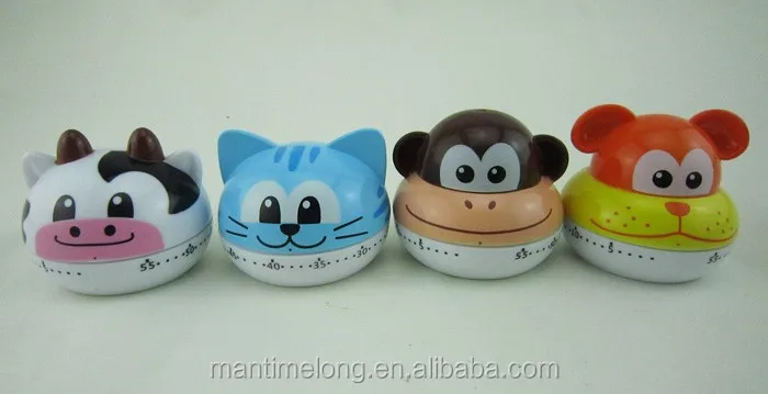 Kitchen Timers Cute 4 Animal Shapes to Choose Cooking Timer Cartoon Mini 55 Minutes Mechanical Timer Alarm Clock