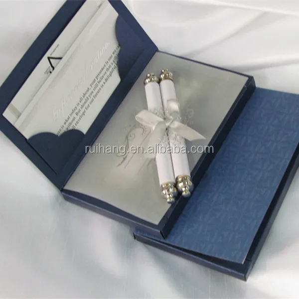 Luxury Paper Scroll Wedding Invitation Card with Decorative Box