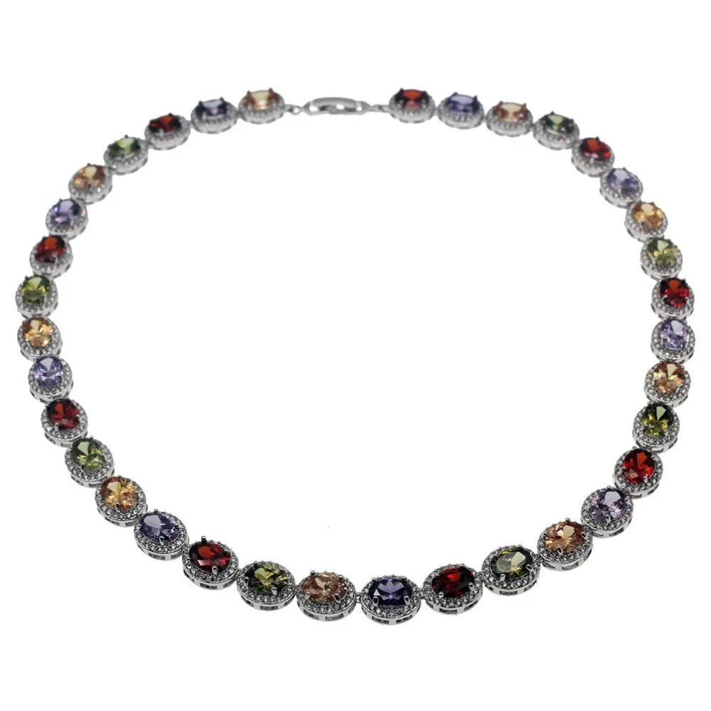 
Hermosa Wholesale 925 Silver Plated Jewelry Necklace Sapphire Ruby Emerald White Topaz Necklace Gifts 
