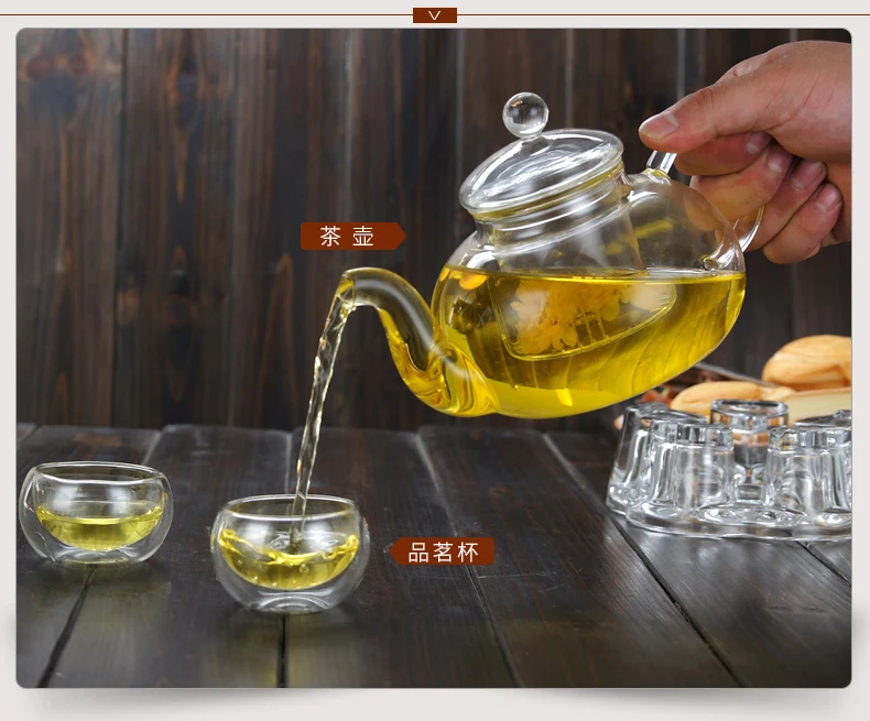 600ml  September China glass ware teapot  with strainer