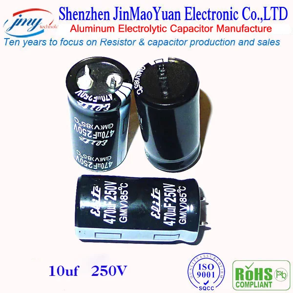 10 мкФ 250 В оснастку в алюминиевый электролитический конденсатор * 17 мм 5000 ч.