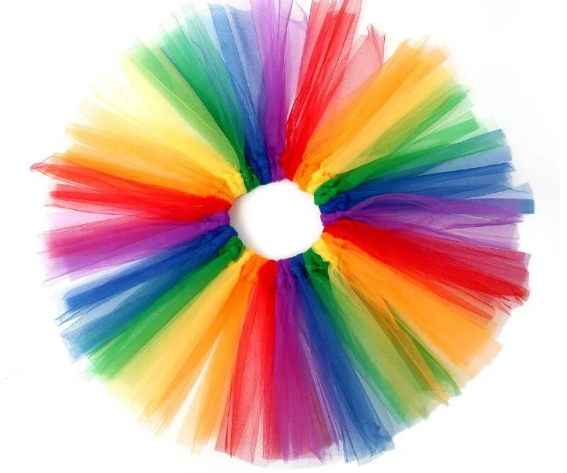 Girl rainbow tulle tutu skirt