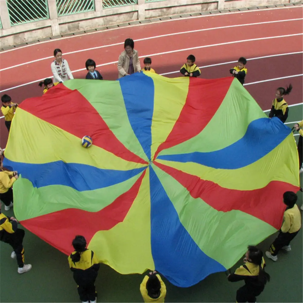 6 FT Parachute with 8 Handles Multicolored Rainbow Toy Parachute