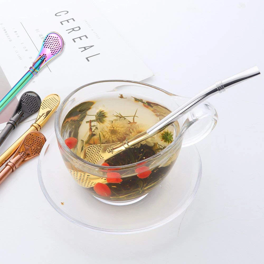 304 из нержавеющей стали красочные многоразовые Yerba Mate соломы металла с фильтром ложкой