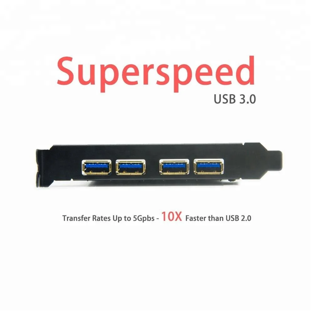 
PCI-E PCI express x1 to 4 port USB3.0 Gold connector with SATA 15pin power 5Gbps converter card 