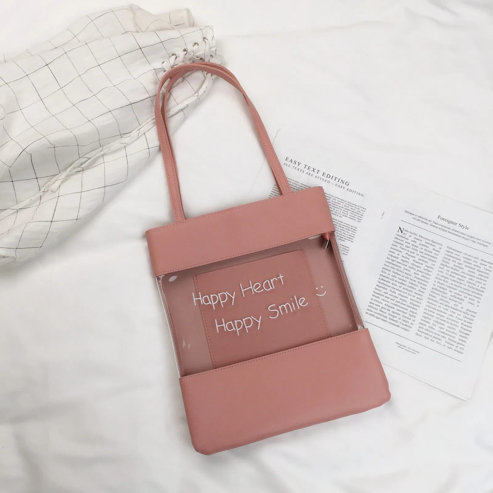 
2019 Tote Bag Style Women Clear Beach Shopping Bag Transparent PVC Jelly Bag 