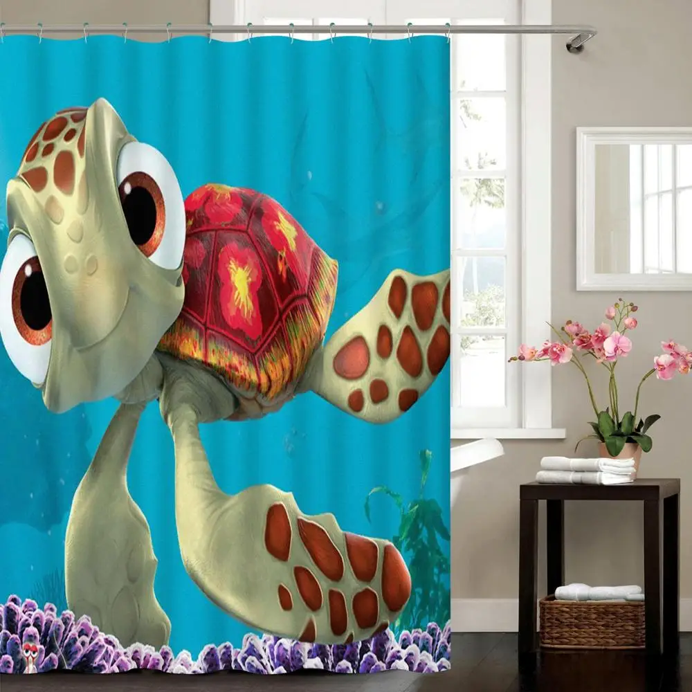 Wholesale Custom Design Digital Printing Fancy Cute Cartoon Characters Printed Bathroom Shower Curtains