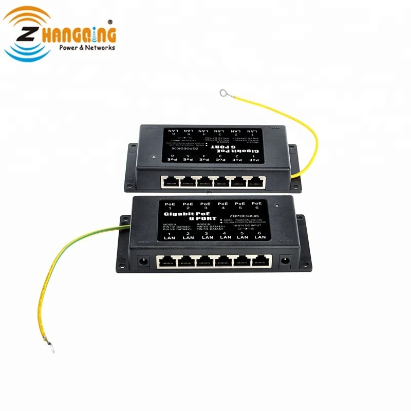 6 портов мульти порта пассивный Gigabit PoE инжектор для ip-камер коммутационная панель