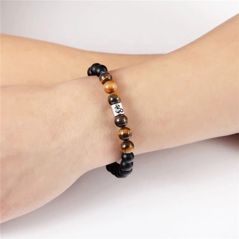 
Onxy Natural Stone Beads Bracelet, 12 Zodiac Bracelet For Men Jewelry 