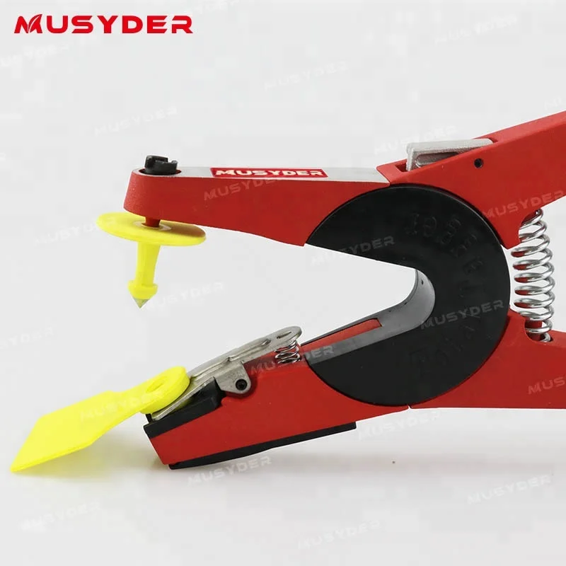 Sheep Goat Cow Cattle Automatic Lock Ear Tag Pliers Red Metal Ear Tag Applicator Animal Ear Tag Maker Applicator