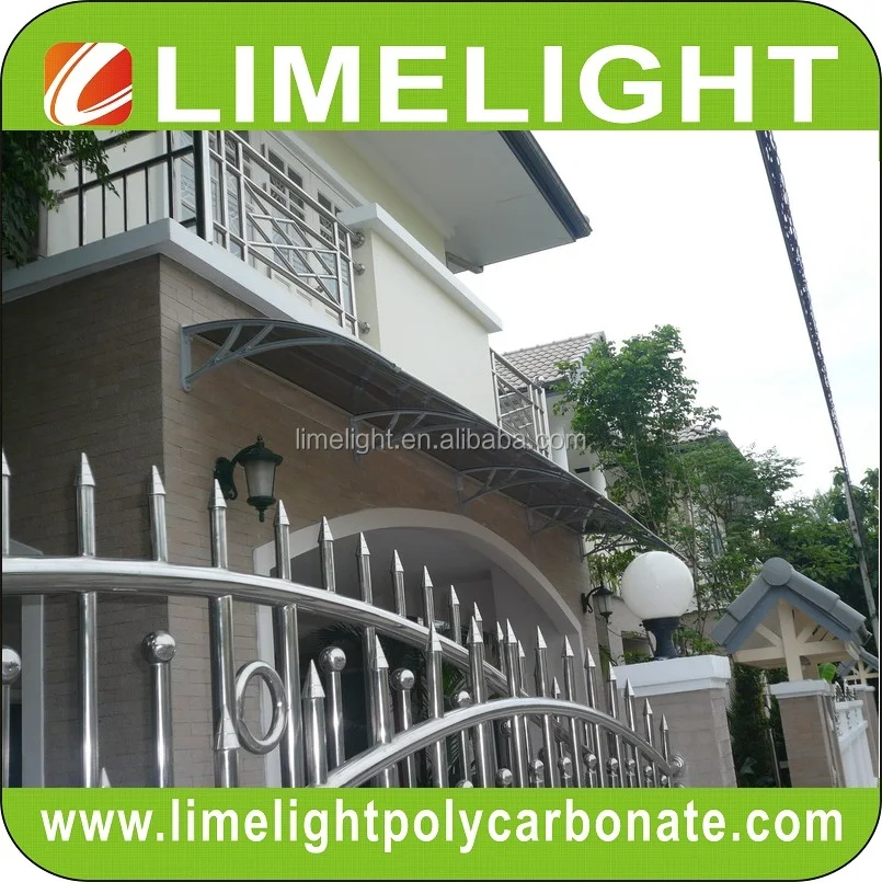 door roof canopy with black engineering plastic bracket and bronze polycarbonate solid sheet for DIY polycarbonate awning