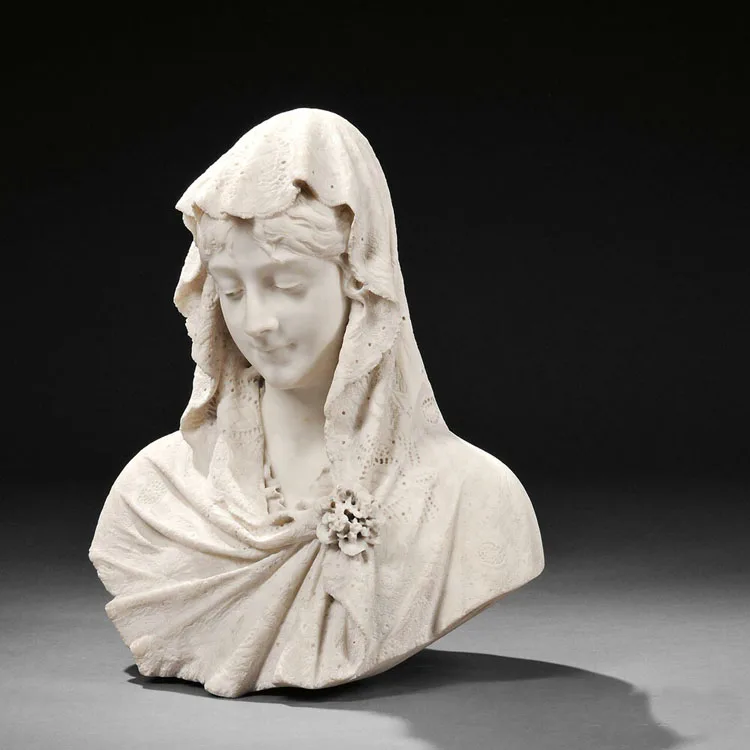 
China factory carved antique white marble female busts beautiful girl bust statue for sale 