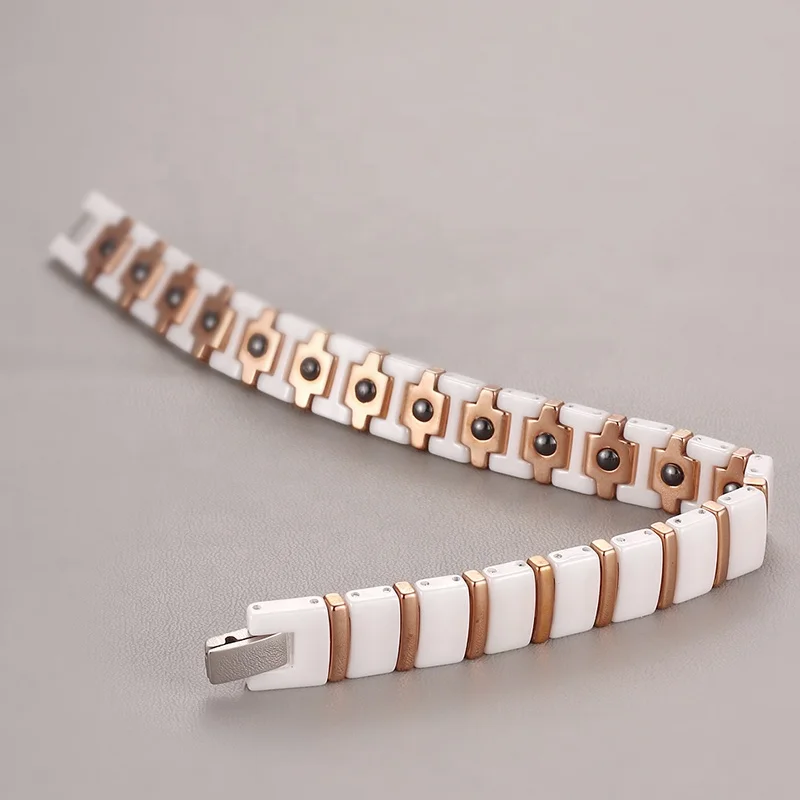 custom bio ceramic magnetic ceramic jewelry stainless steel women bracelet