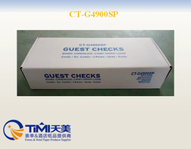 
restaurant guest check carbonless paper book printing CT-G4900SP 