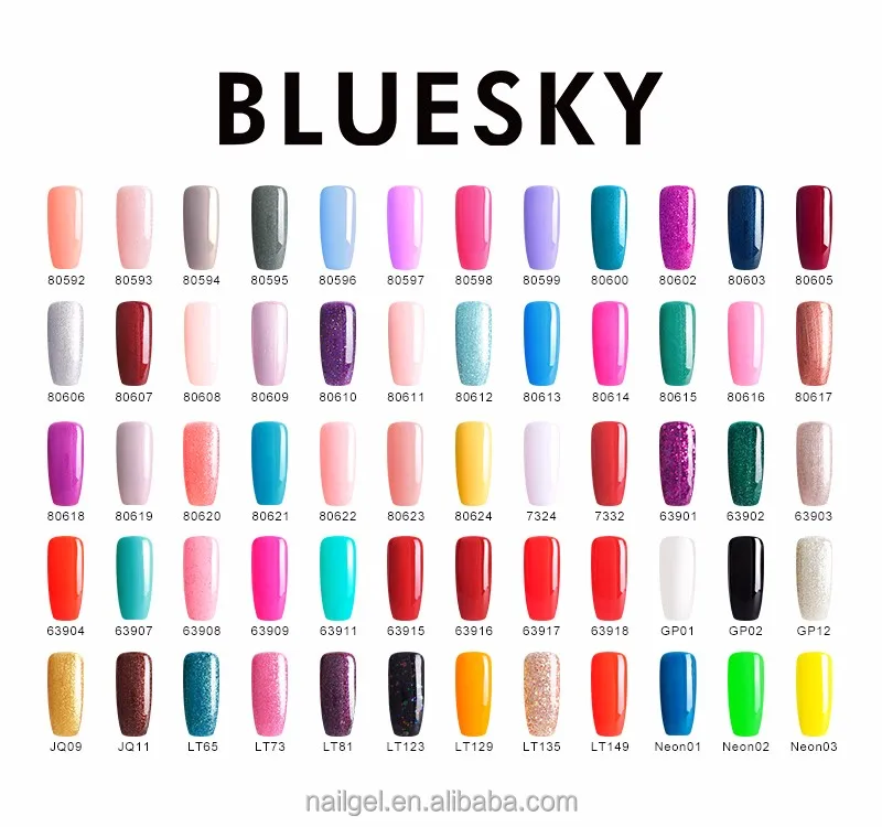 Bluesky Manufacturers Clear Colori Soak-off UV Nail Sparkle Gel Set Lack Varnish Polish Perfect Match