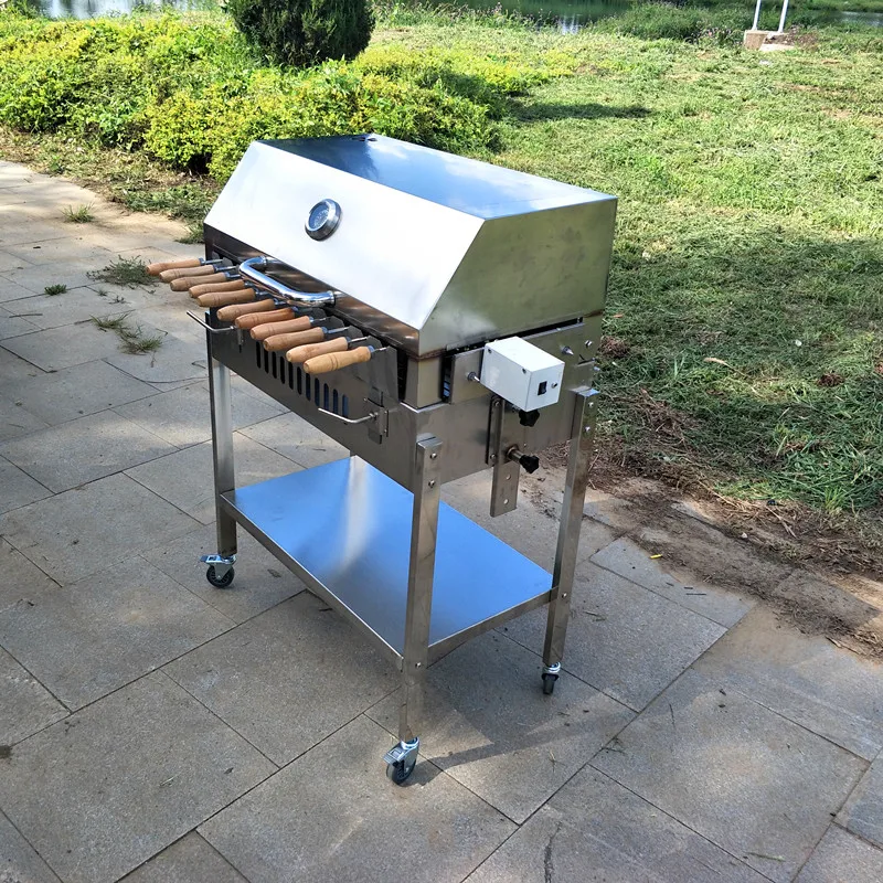 Portable kebab charcoal grills rotating bbq skewer cyprus grill rotisserie with lid