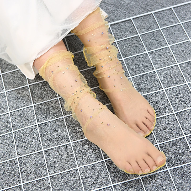 Flowery Blush Tulle Socks