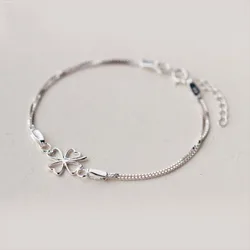 2019 925 Sterling Silver Four Leaf Clover bracelet Wholesale Jewelry