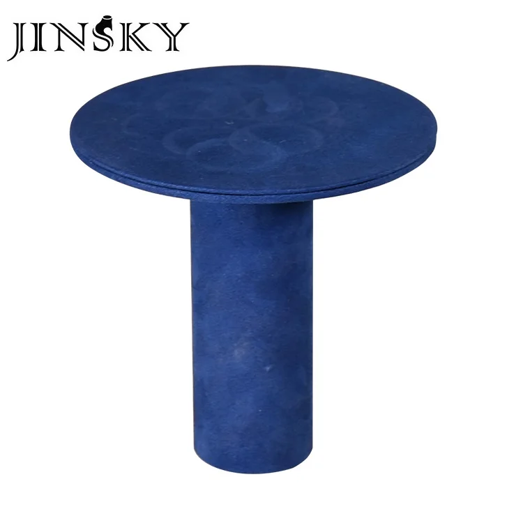 JINSKY custom suede blue jewelry display wooden earring stand jewellery display set for window showcase