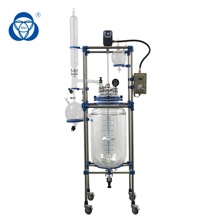 double layer distillation extraction agitated tank jacketed glass reactor