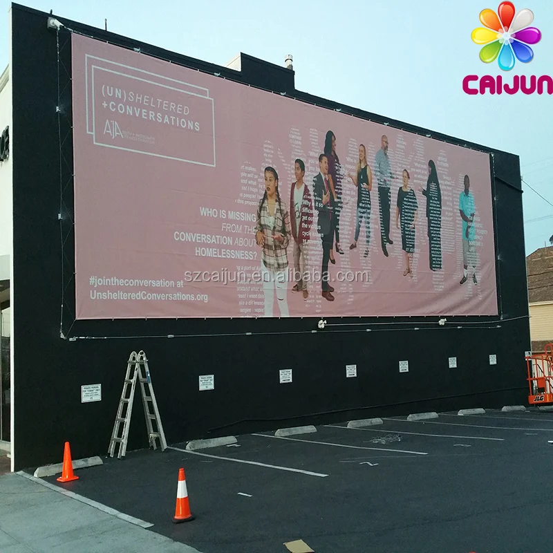 Wall mounted with wind hole large size 20ftX20ft flag banner