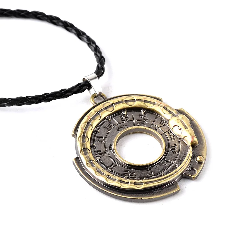 fashion Ouroboros Snake Rune Round Rope Leather Necklaces & Pendants Amulet Lucky Protective Jewelry On The Neck For Girls gift