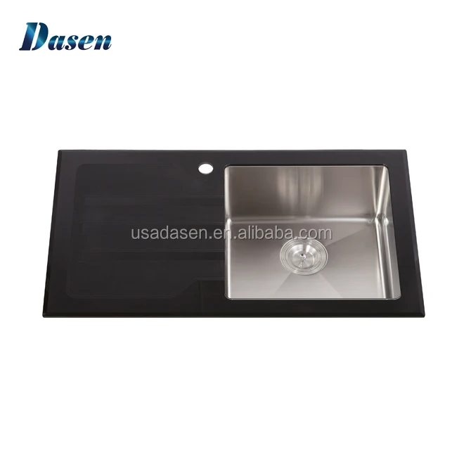 Classic Glass Panel Single Bowl Black Colored Bath Toilet Sink With Washboard