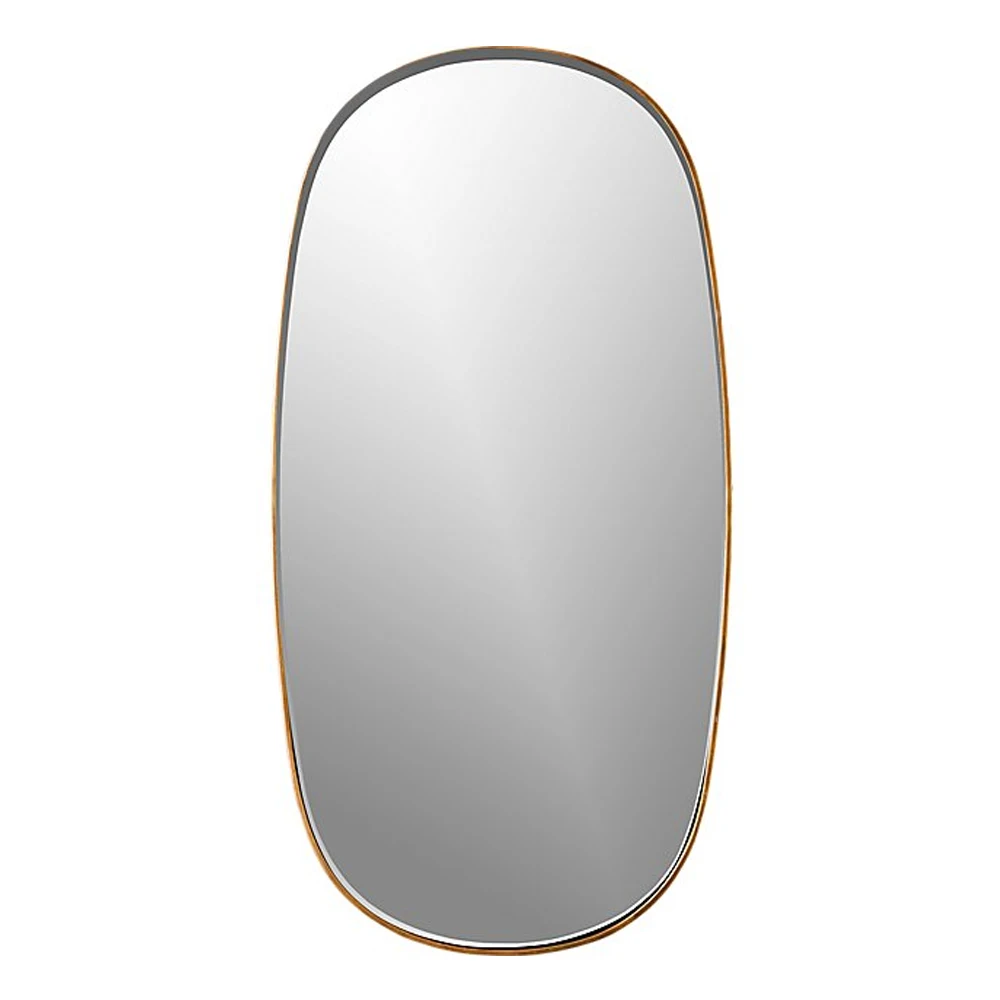 hot selling oval mirror brass RIANHOU wall mounted metal frame mirror decorative for living room