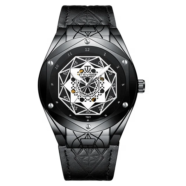 Tevise Fashion Men Automatic Top Brand Unique Design Skeleton Mechanical Watch