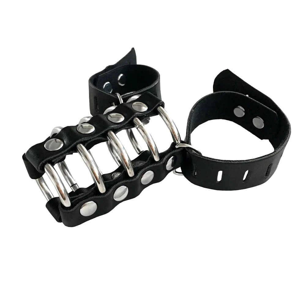 Black emperor SM interest penis lock ring, leather phallus bondage Small male chastity device
