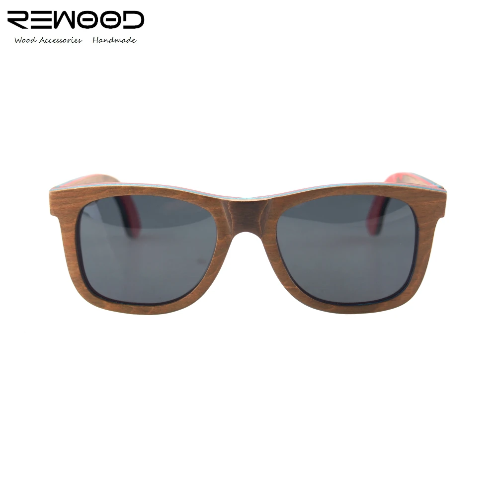 Wood Bamboo Eyewear  Handmade Cheap Skateboard Wooden Sunglasses With Case